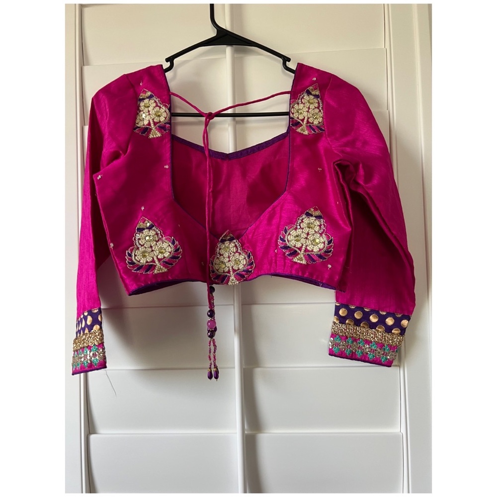 Pink and purple embroidered blouse